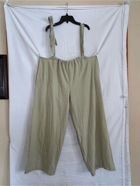 Tie-Strap Wide Leg Jumpsuit in Sage Green